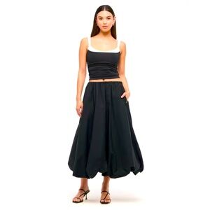 Abercrombie Mid Rise Bubble Hem Maxi Skirt NWT Size M